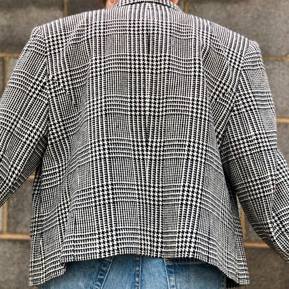 Da-Rue Suit Jacket Women's 18 Black White Houndstooth Silk PRofessional Look - Picture 4 of 6